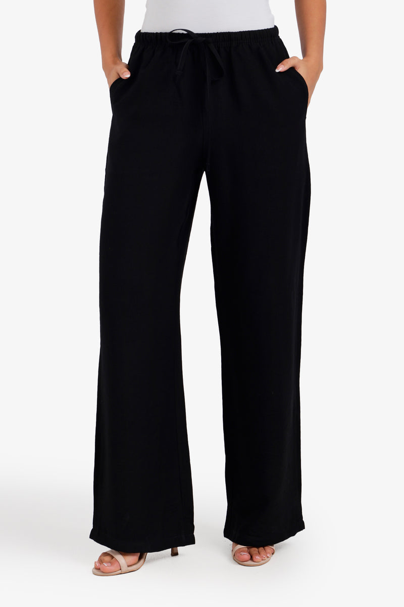 Solid High-Waist Beach Pants – Black