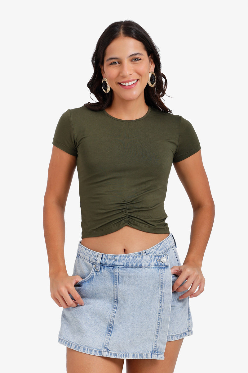 Ruched Front Lounge Top – Olive