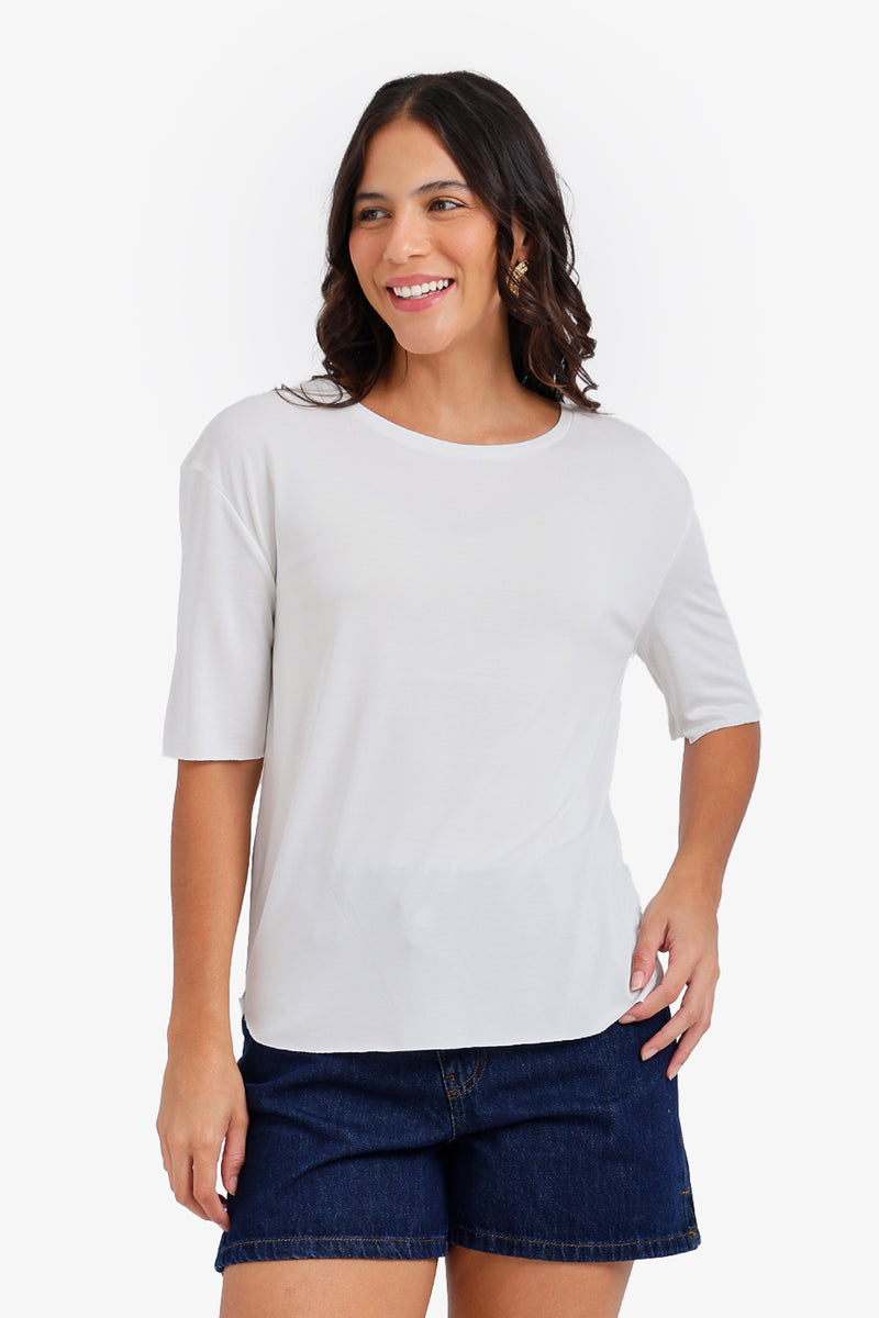 Solid High-Low T-Shirt – White