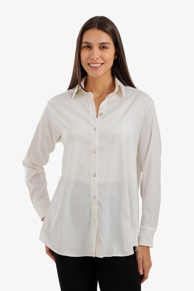 Relaxed Button-Down Shirt - Off White