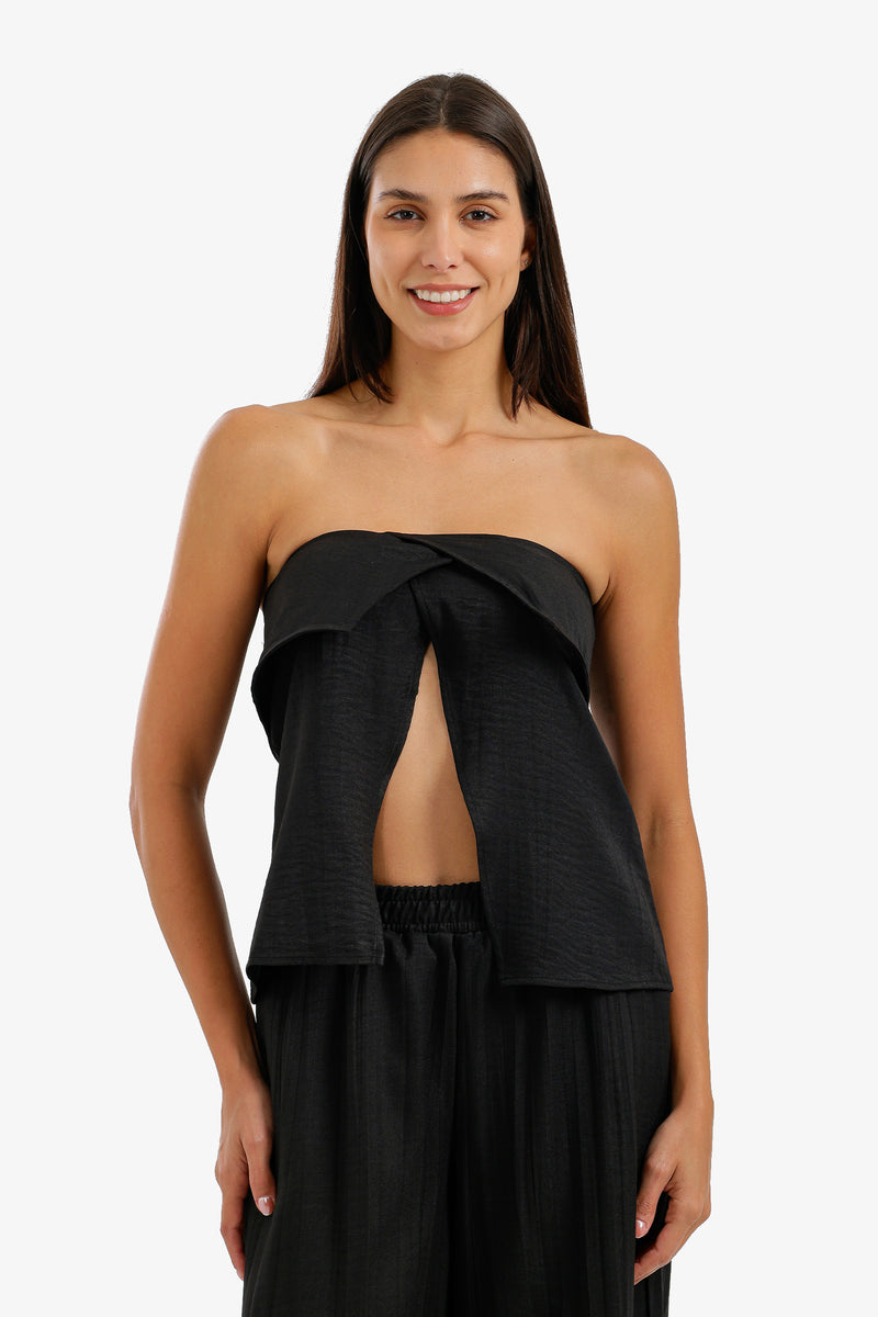 Strapless Bandeau Beach Top - Black