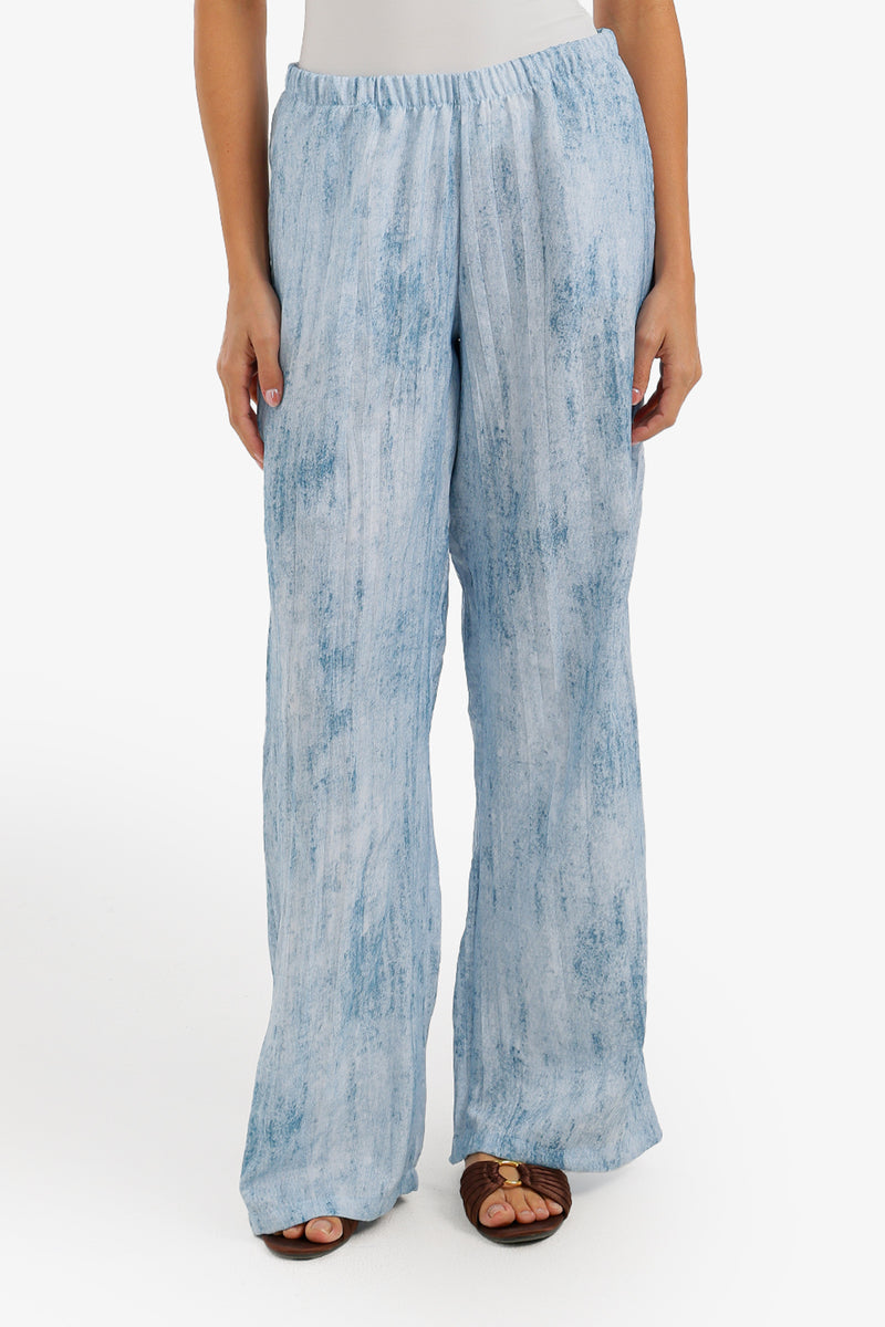 Textured Washed Beach Pants - Blue
