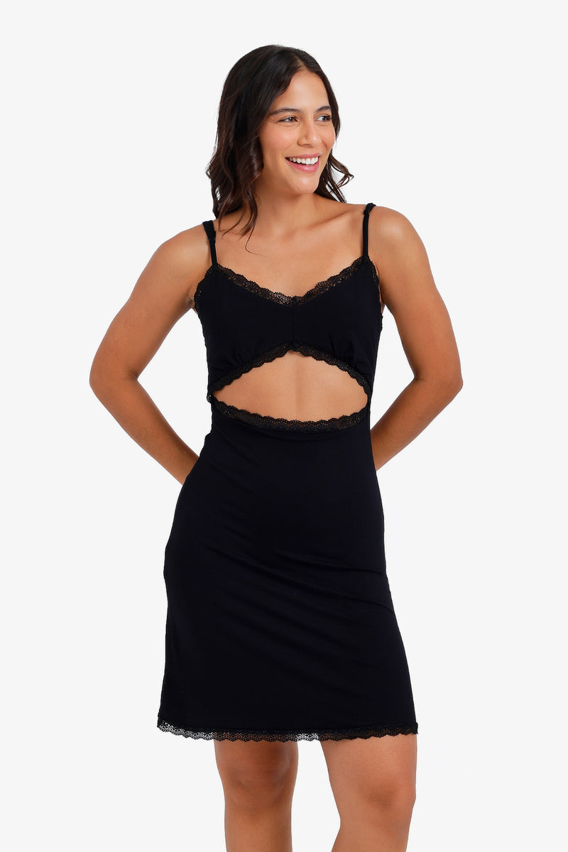 Lace Cutout Nightgown – Black