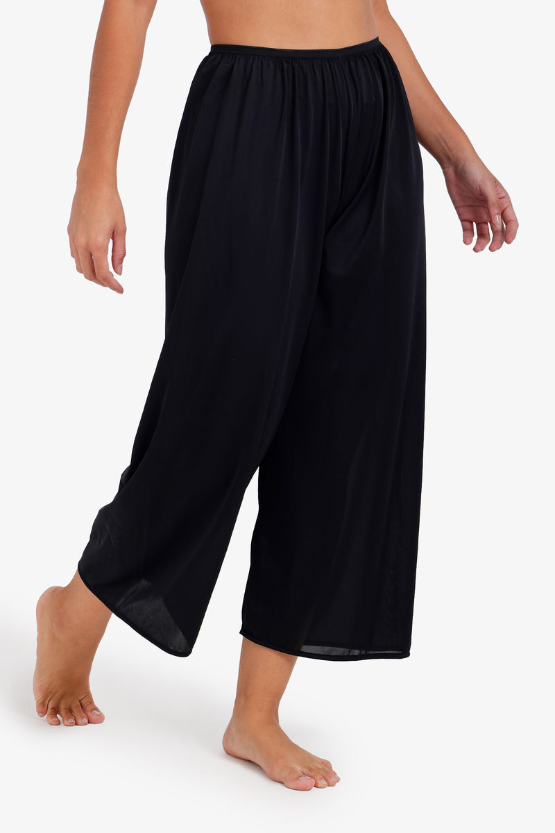 Wide-Leg Slip Pants - Black