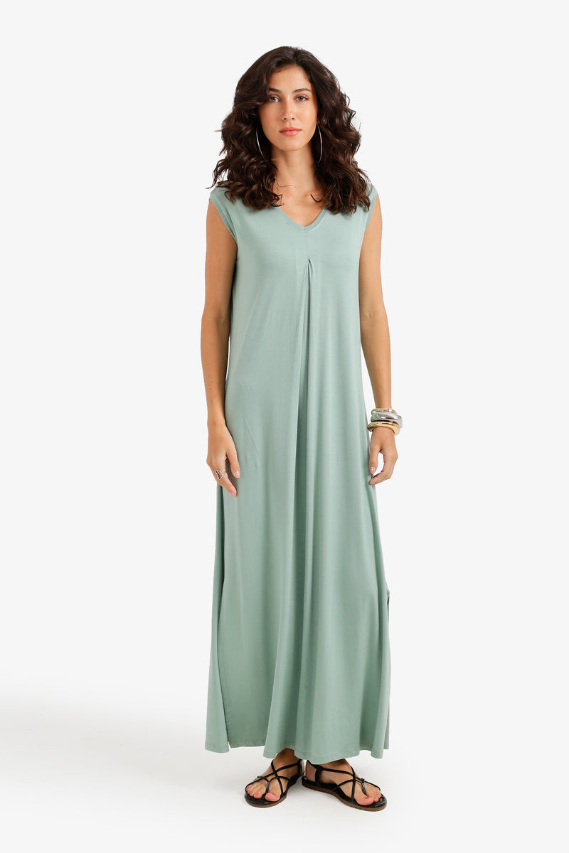 Plain Flowy Maxi Dress – Light Mint