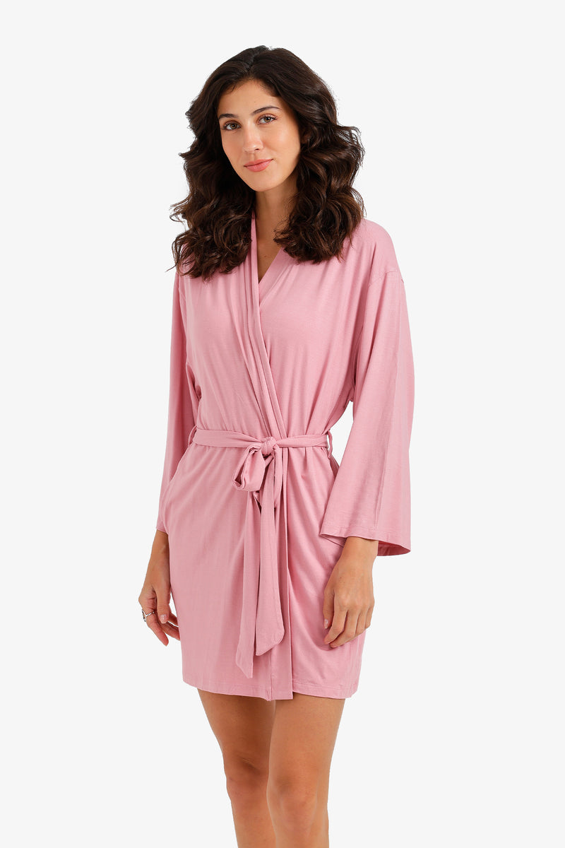 Solid Self-Tie Robe – Pink
