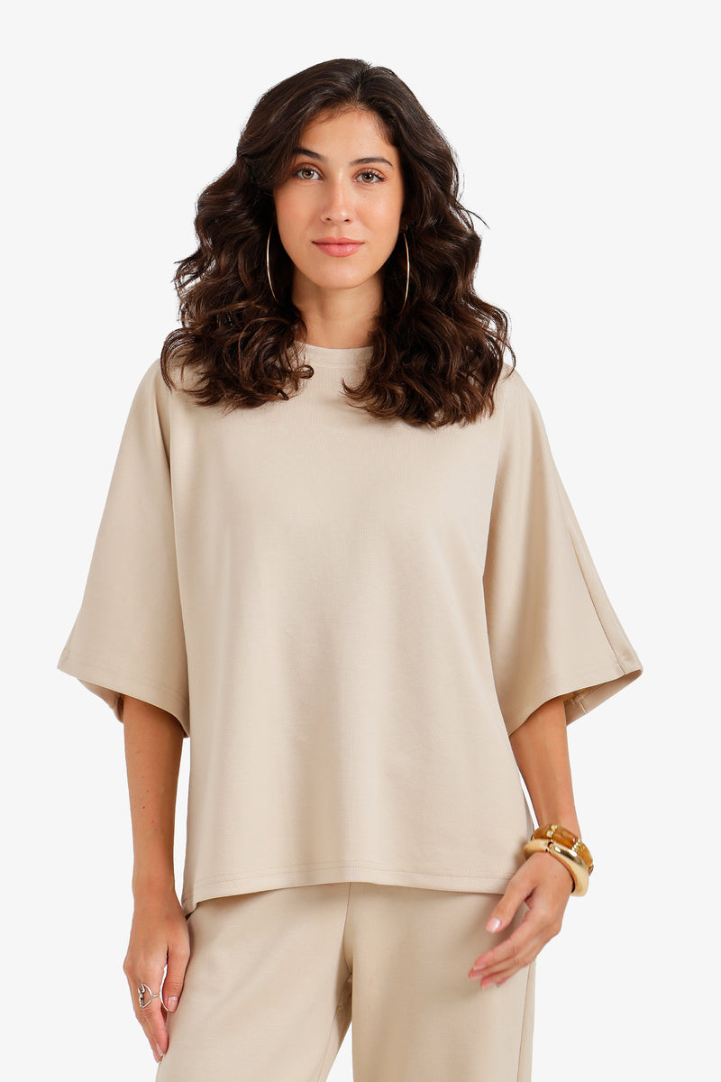 Smooth Relaxed Lounge T-Shirt – Light Beige