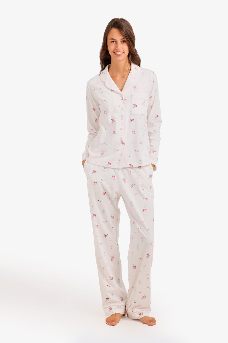 Graphic Print Pajama Set – Multicolor
