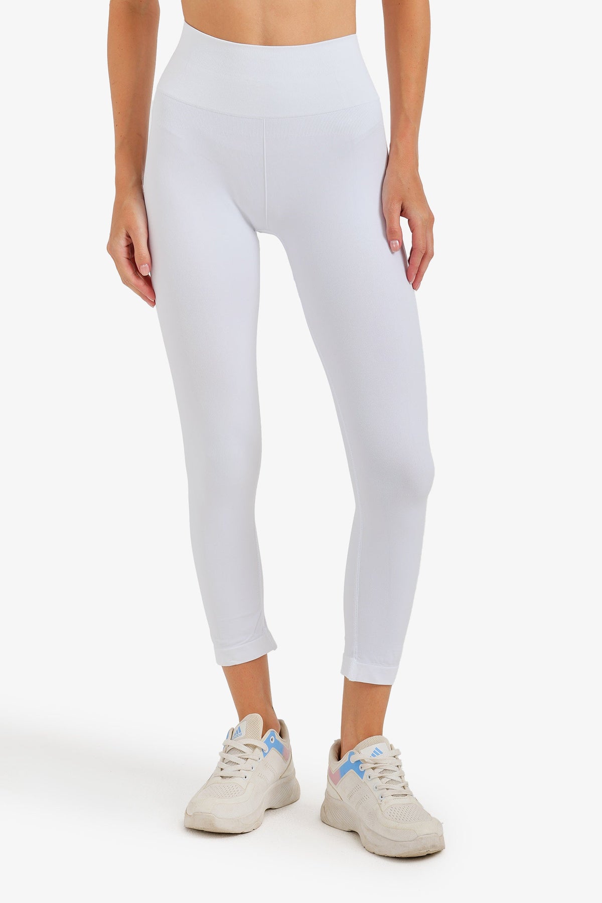 Plain Push-Up High-Waist Leggings – White