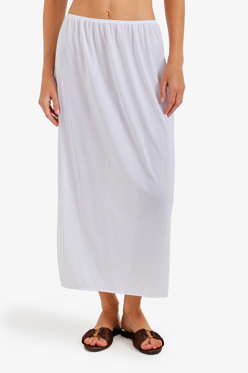 Midi Slip Skirt - White