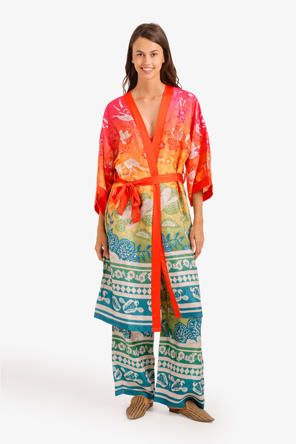Floral Print 3-Piece Pajama Set – Multicolor