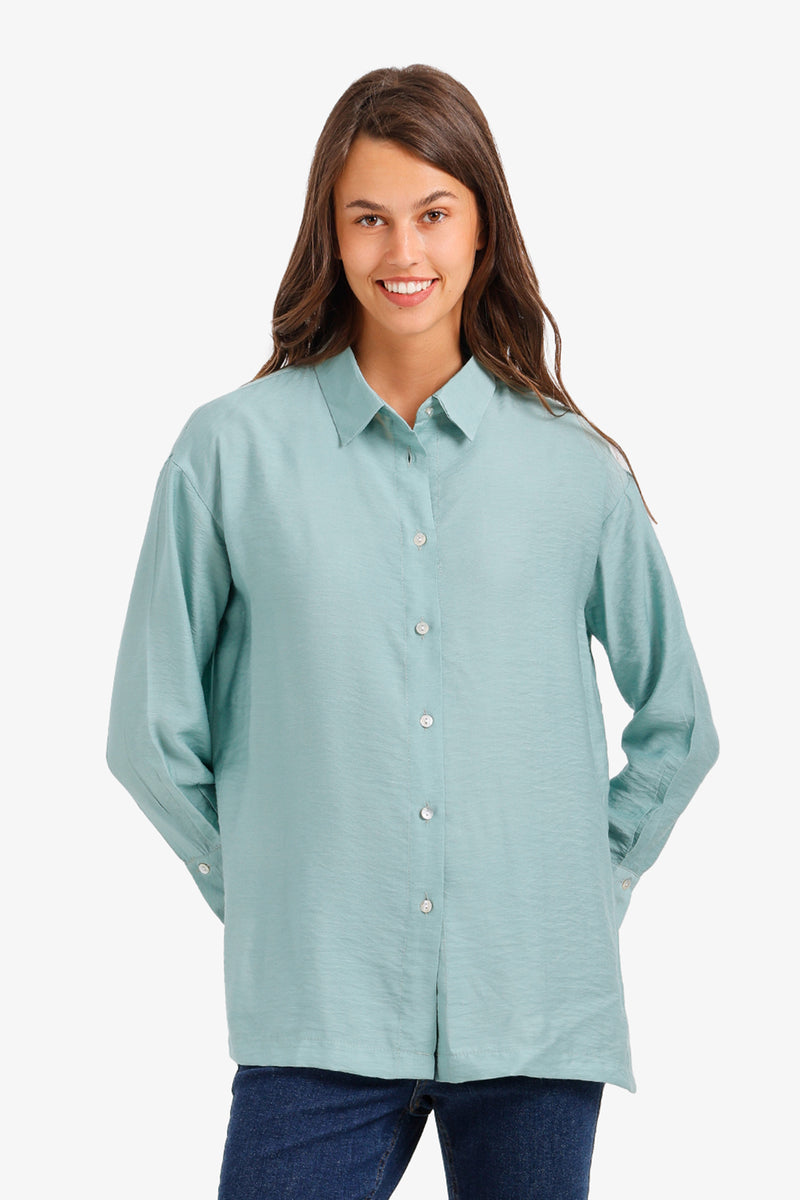 Relaxed Crinkle Shirt - Light Mint