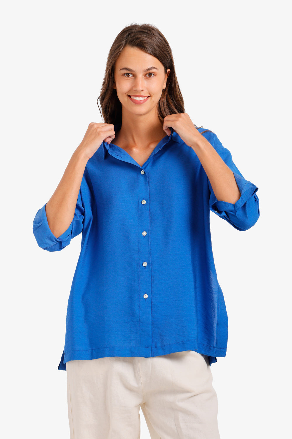 Relaxed Crinkle Shirt - Blue