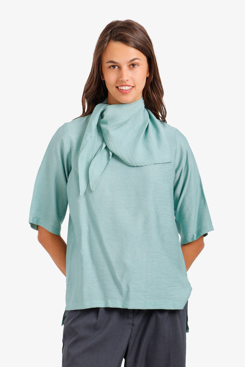 Scarf-Neck Blouse - Light Mint