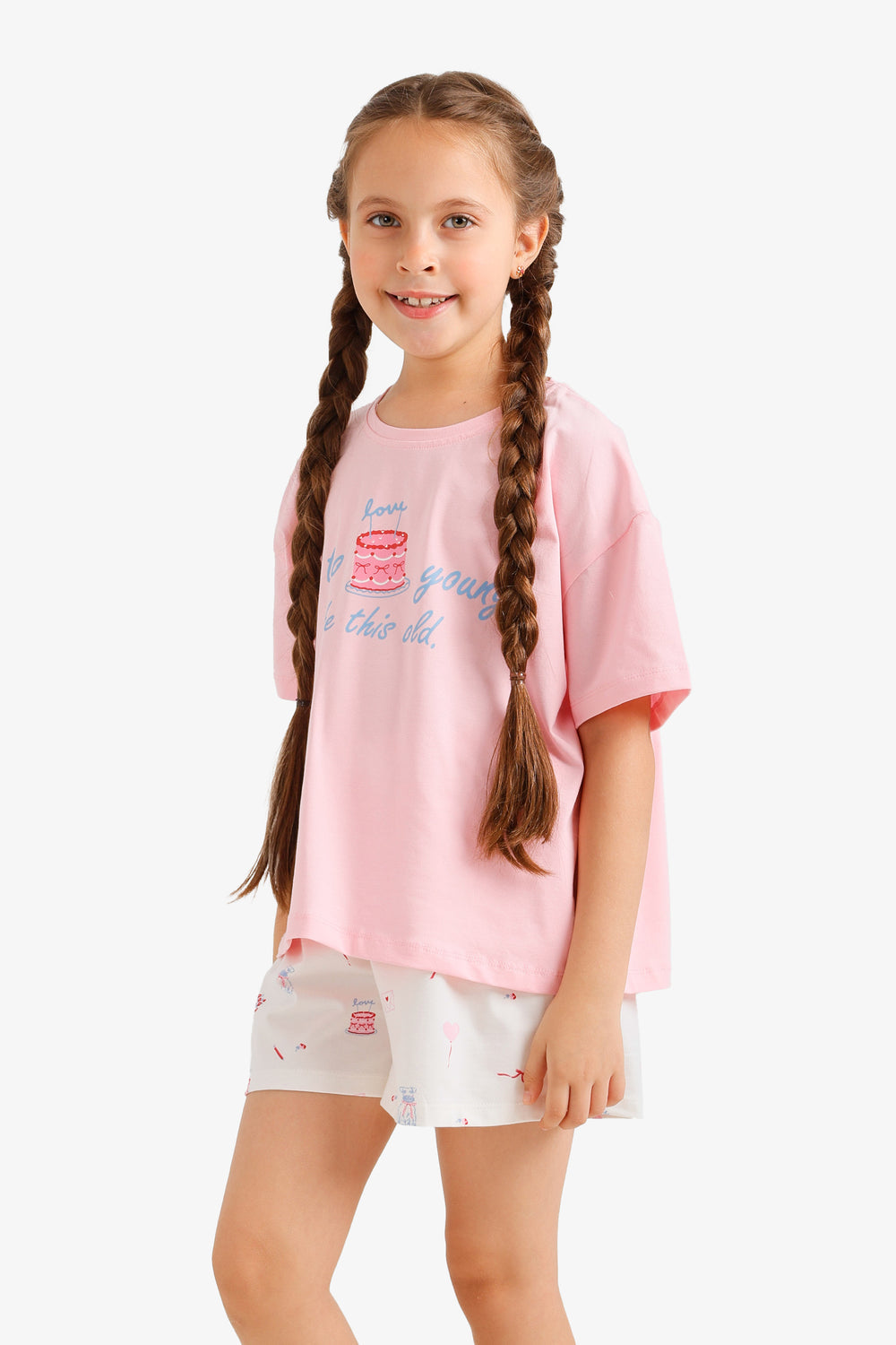 Graphic Print Pajama Set – Pink