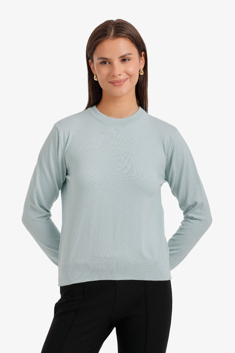 Plain Crew Neck Pullover – Light Mint