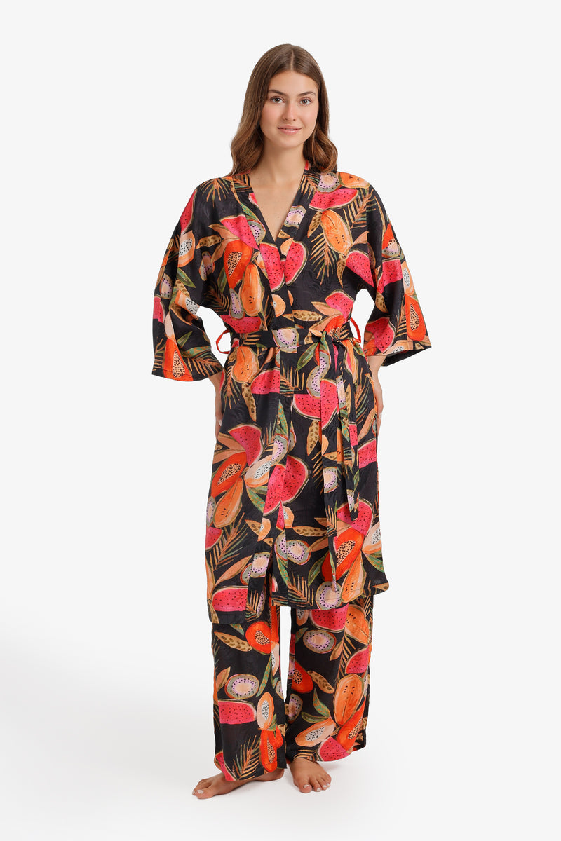 Tropical Fruit Print 3-Piece Pajama Set – Multicolor