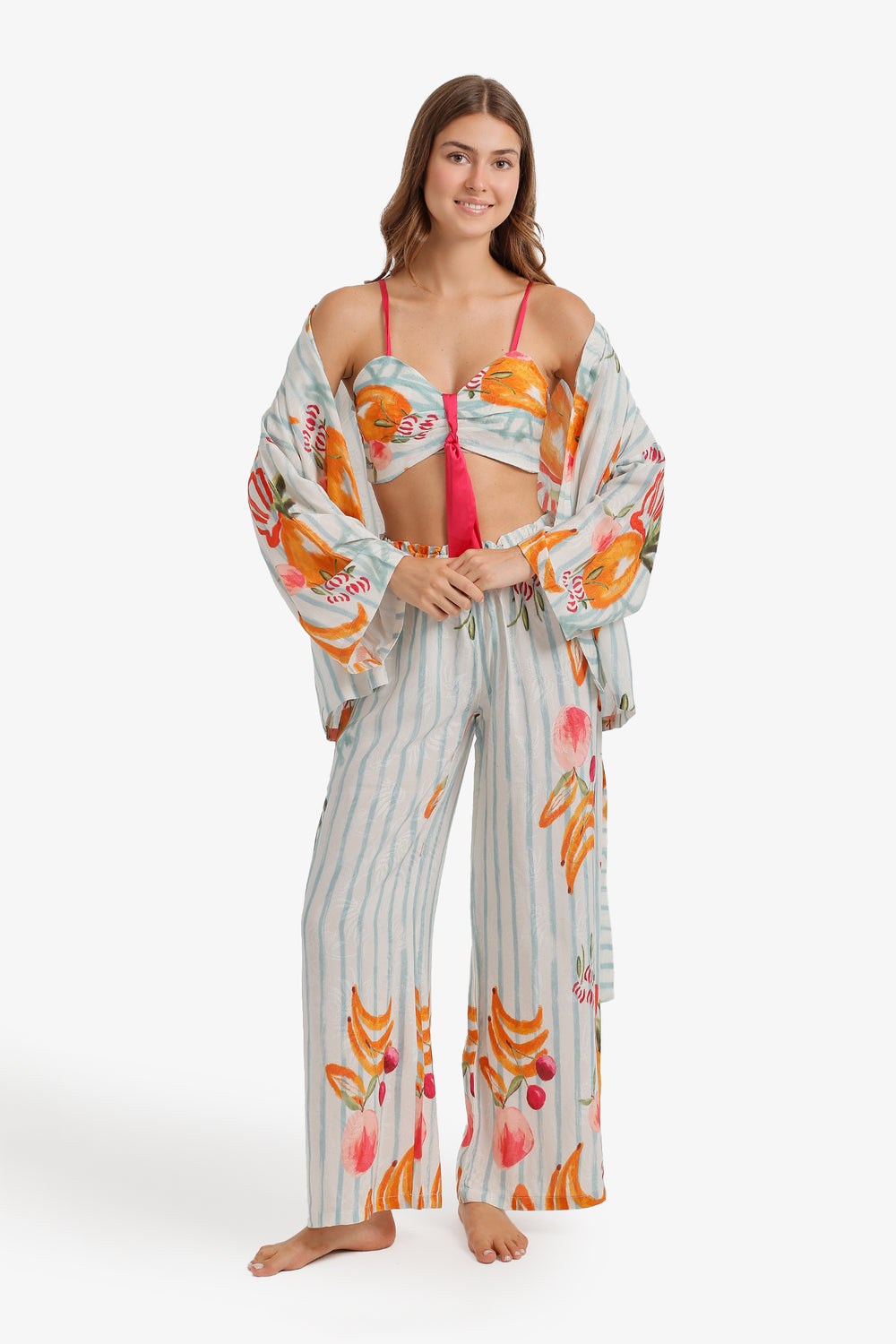 Striped Fruit 3-Piece Pajama Set – Multicolor