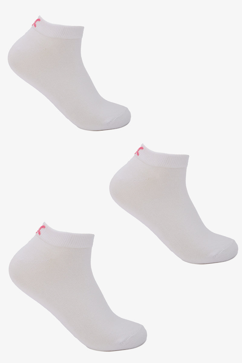 Cuff Logo Socks - 3 Pairs - White