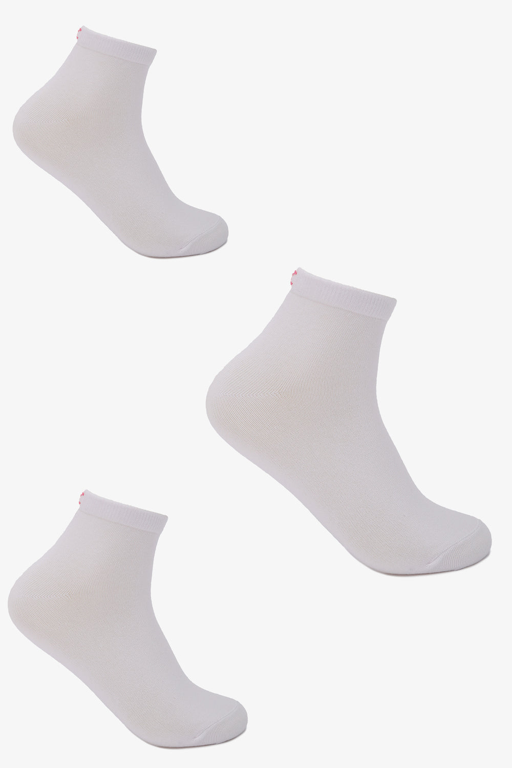 Stitched Logo Ankle Socks - 3 Pairs - White