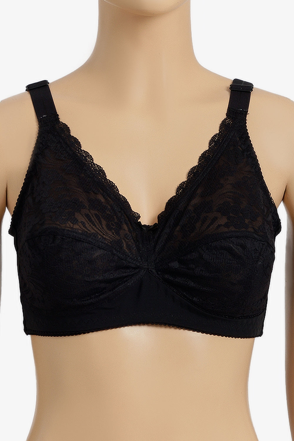 Lace Overlay Minimizer Bra - Black