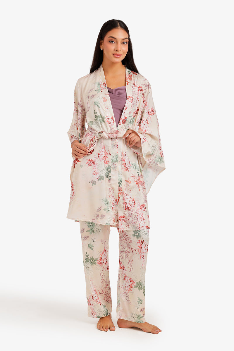 Floral Mid Thigh Robe - Multicolor