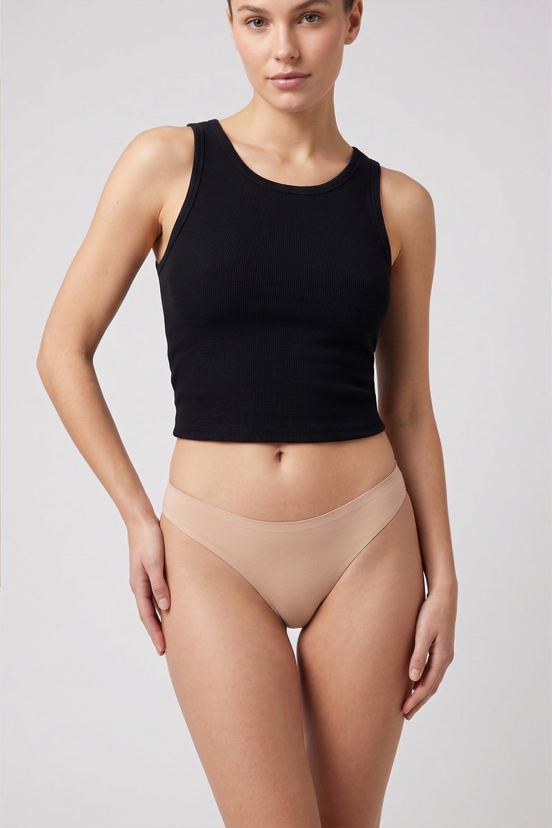 Laser Cut Bikini Panty - Nude