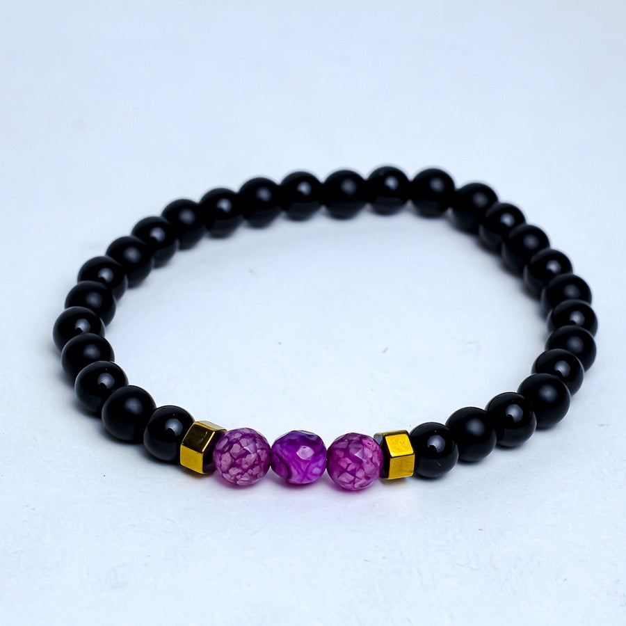 Cracked Agate Accent Beaded Bracelet – Black