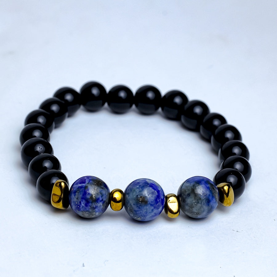 Lapis Trio Beaded Bracelet – Black