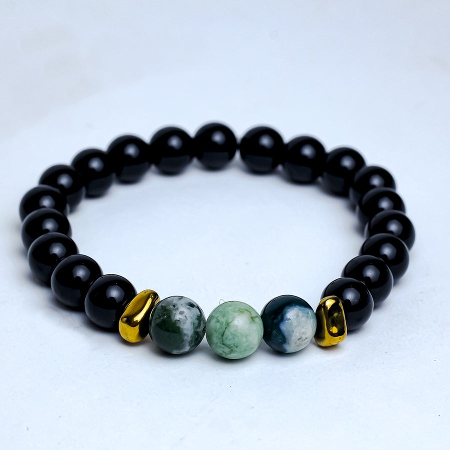 Agate Trio Beaded Bracelet – Black