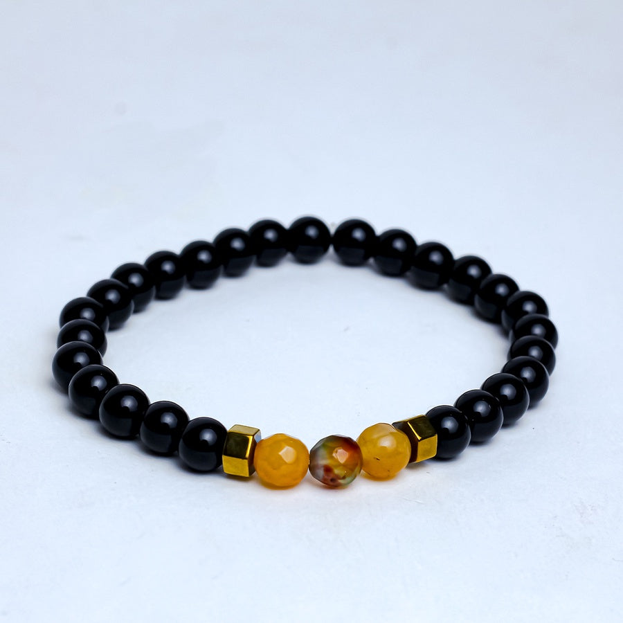 Tiger’s Eye Agate Trio Beaded Bracelet – Black & Gold