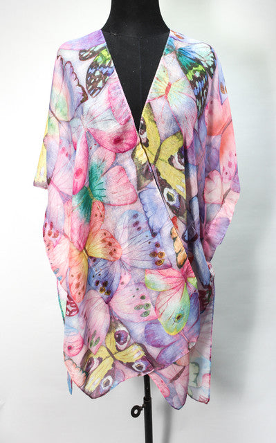 Floral Mesh Beach Cover-Up - Purple
