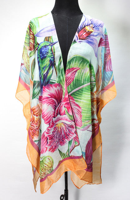 Tropical Print Beach Cover-Up - Multicolor