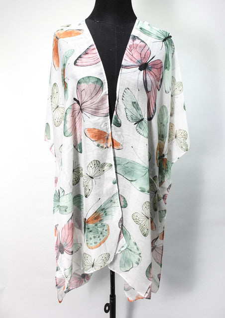 Butterfly Print Beach Cover-Up - Green