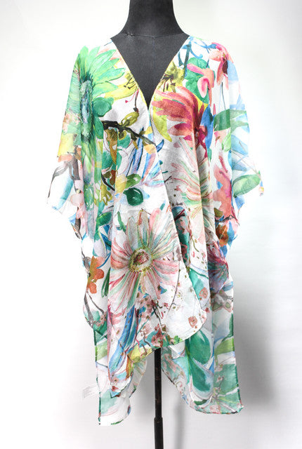 Floral Print Beach Cover-Up - Green