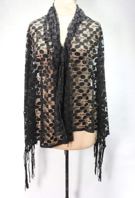 Polka Dot Lace Beach Cover-Up - Black