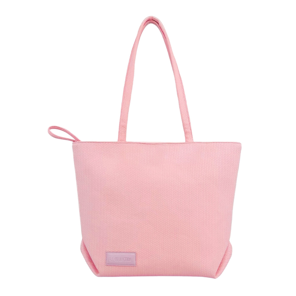 Textured Large Tote Bag - Pink