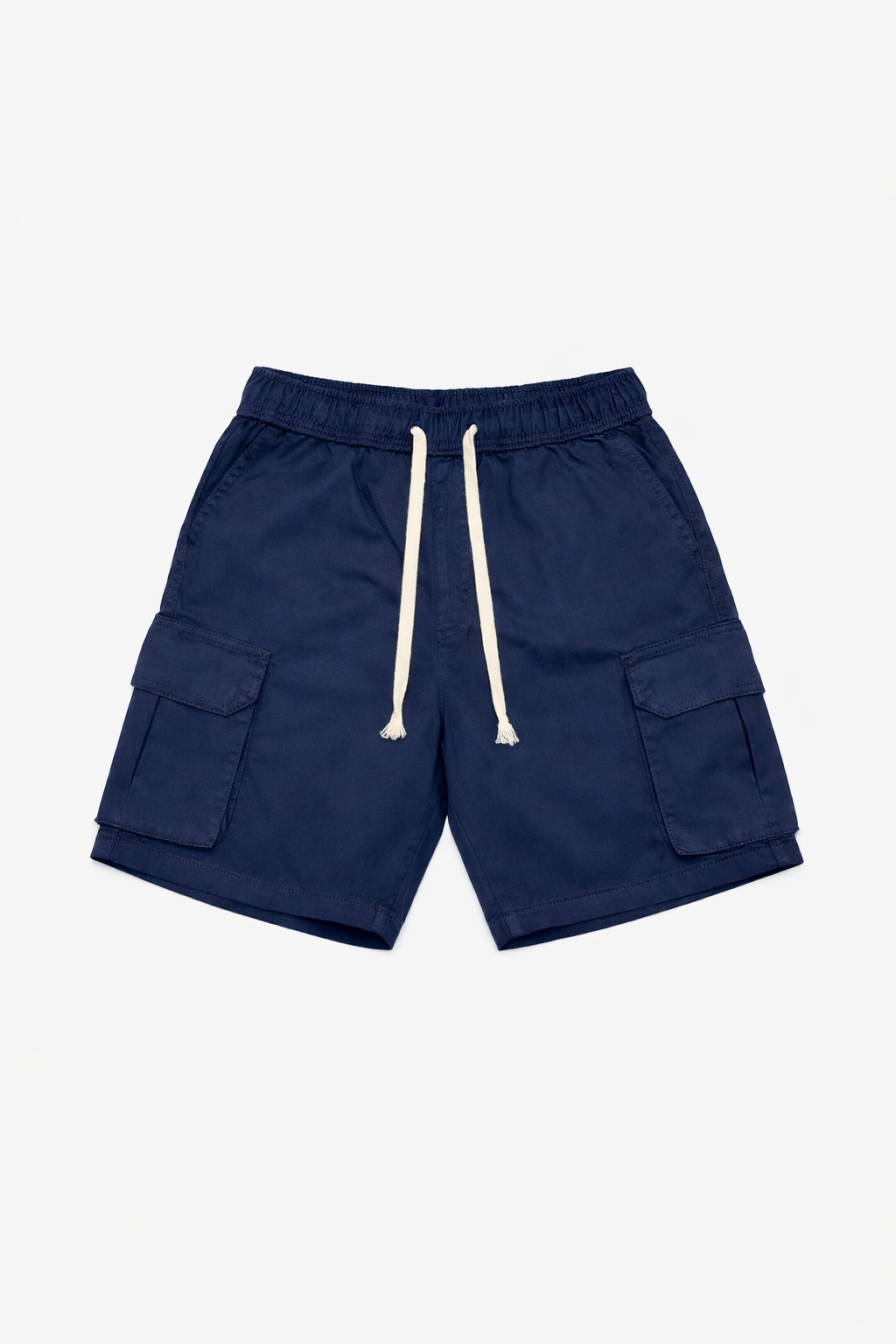 Navy Gabardine Side Pocket Shorts