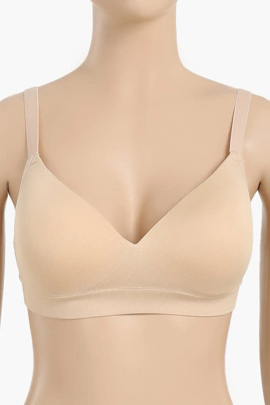 Ribbed Seamless Padded Bra – Nude