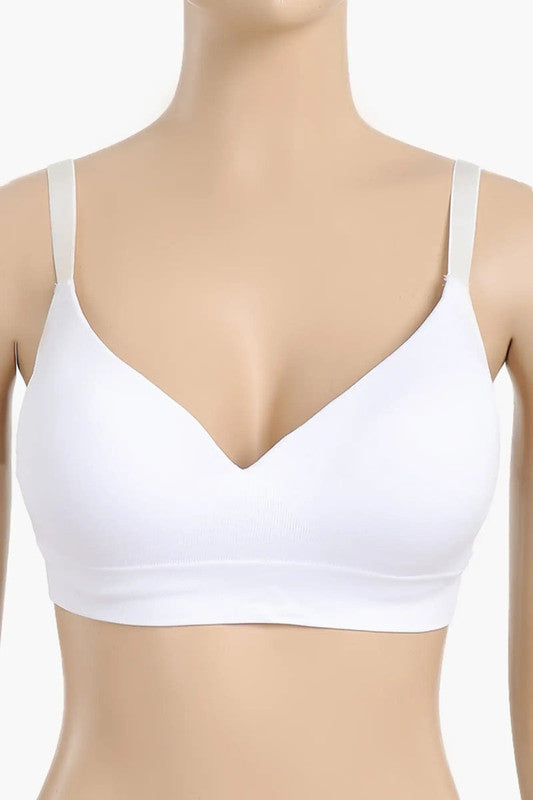 Ribbed Seamless Padded Bra – White