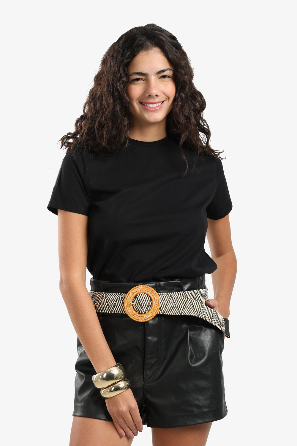 Solid Oversized Crew Neck Top – Black