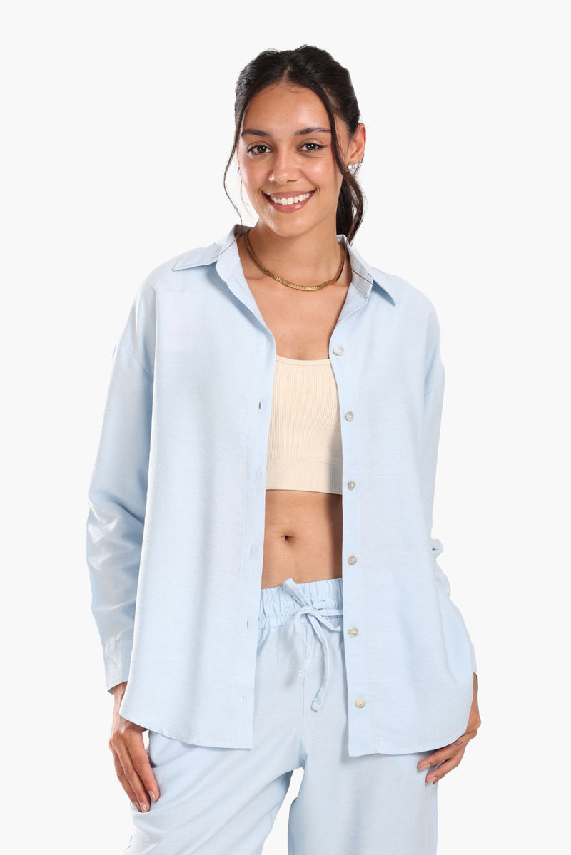 Tencel Solid Beach Shirt – Blue