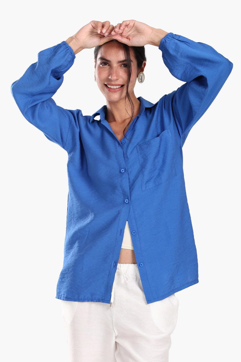 Polyester Solid Shirt – Blue