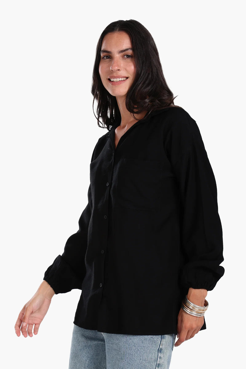 Polyester Solid Shirt – Black