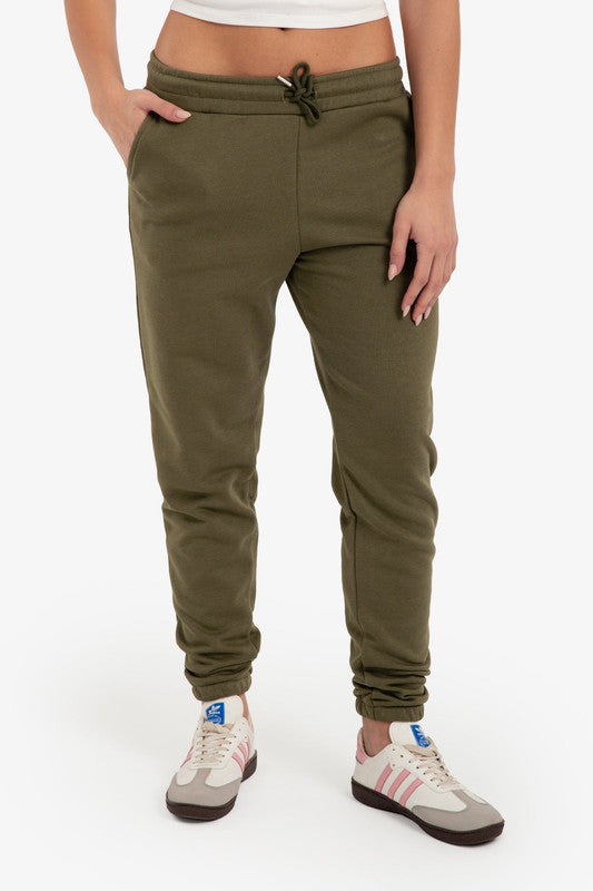 Plain Drawstring Lounge Pants – Olive