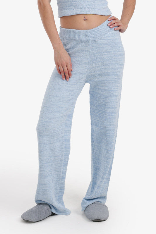 Knit Heather Pajama Pants – Light Blue