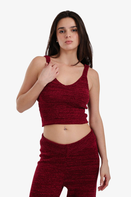 Knitted Heather Pajama Top – Wine
