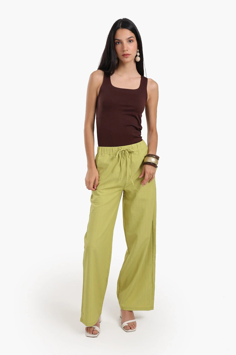 Polyester Ribbed Lounge Pants – Pistachio