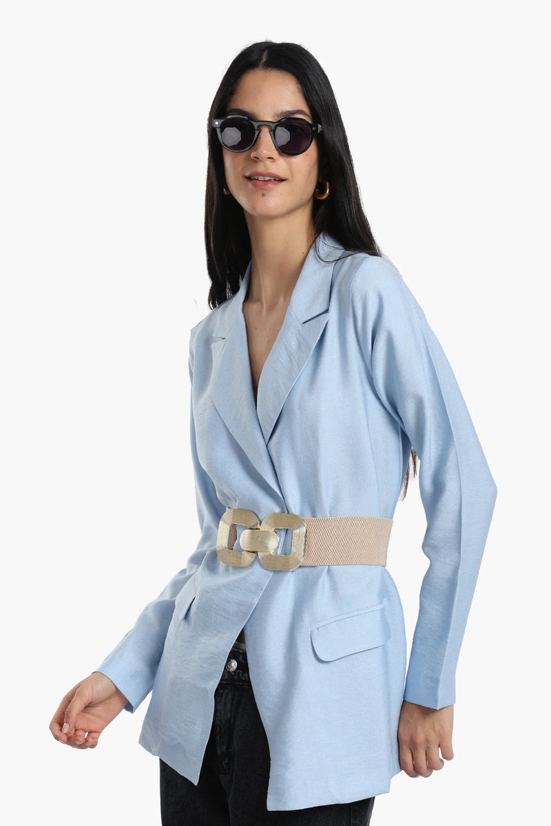 Polyester Solid Blazer – Light Blue