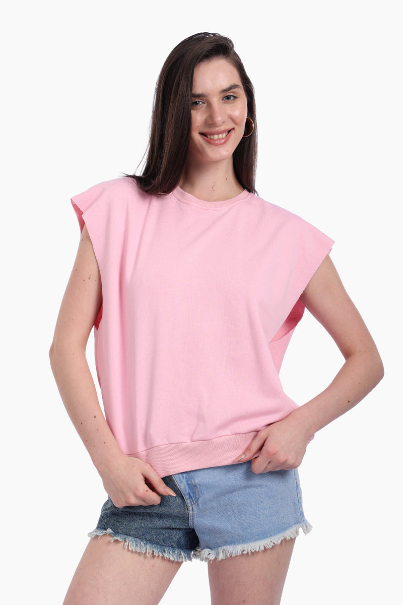 Milton Solid Open-Back Lounge Sweatshirt – Pink